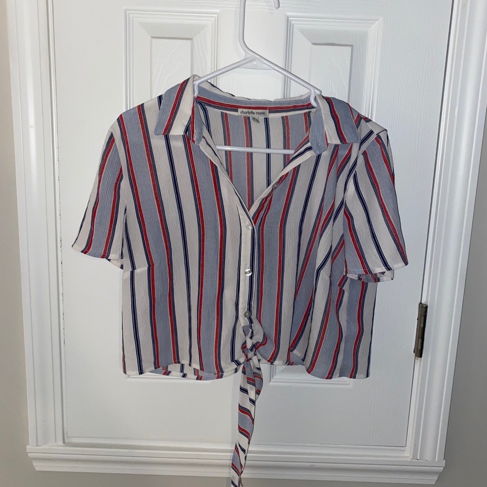 cropped, striped blouse